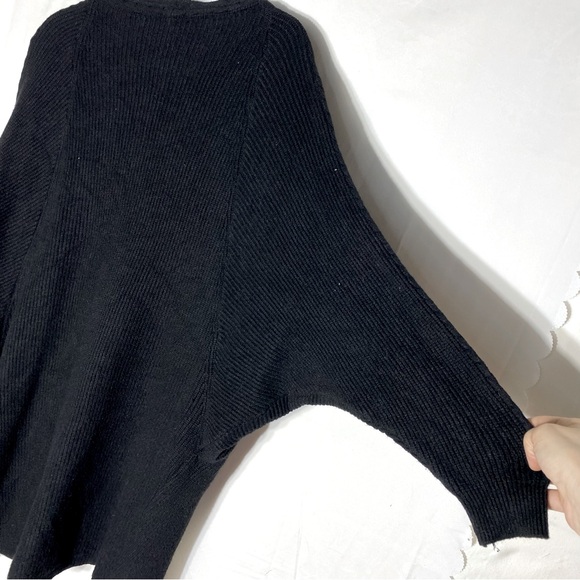 Women’s Black Open Front Dolman Sleeve Knit Cardigan W Pockets M - Picture 11 of 13